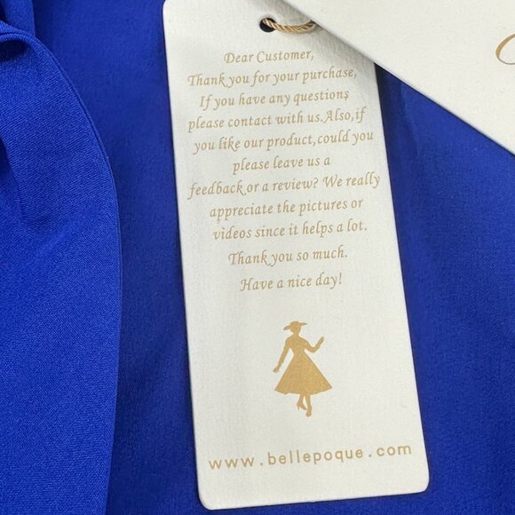 Belle Poque Women's Size Medium Blouse Short Sleeve Button Up Blue New With Tags - Picture 4 of 14